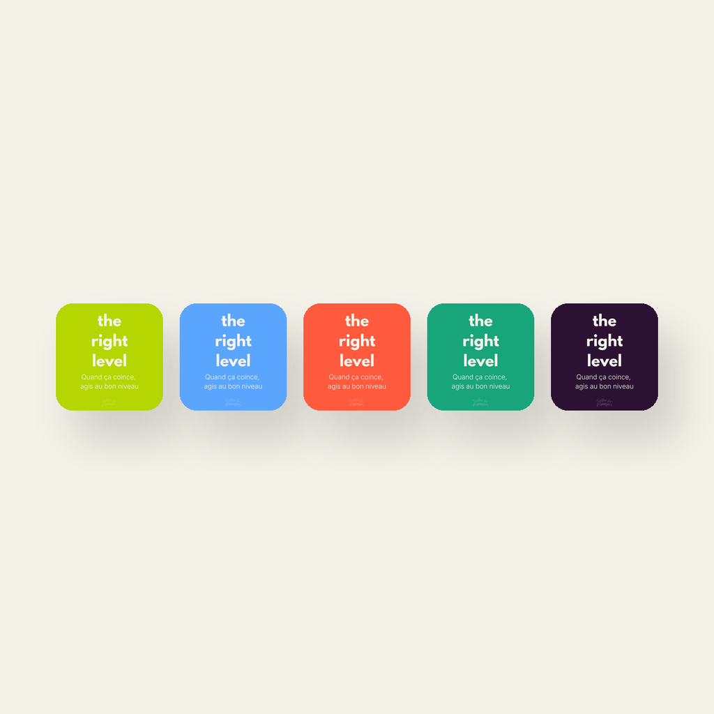 The Right Level — cinq coloris de couverture