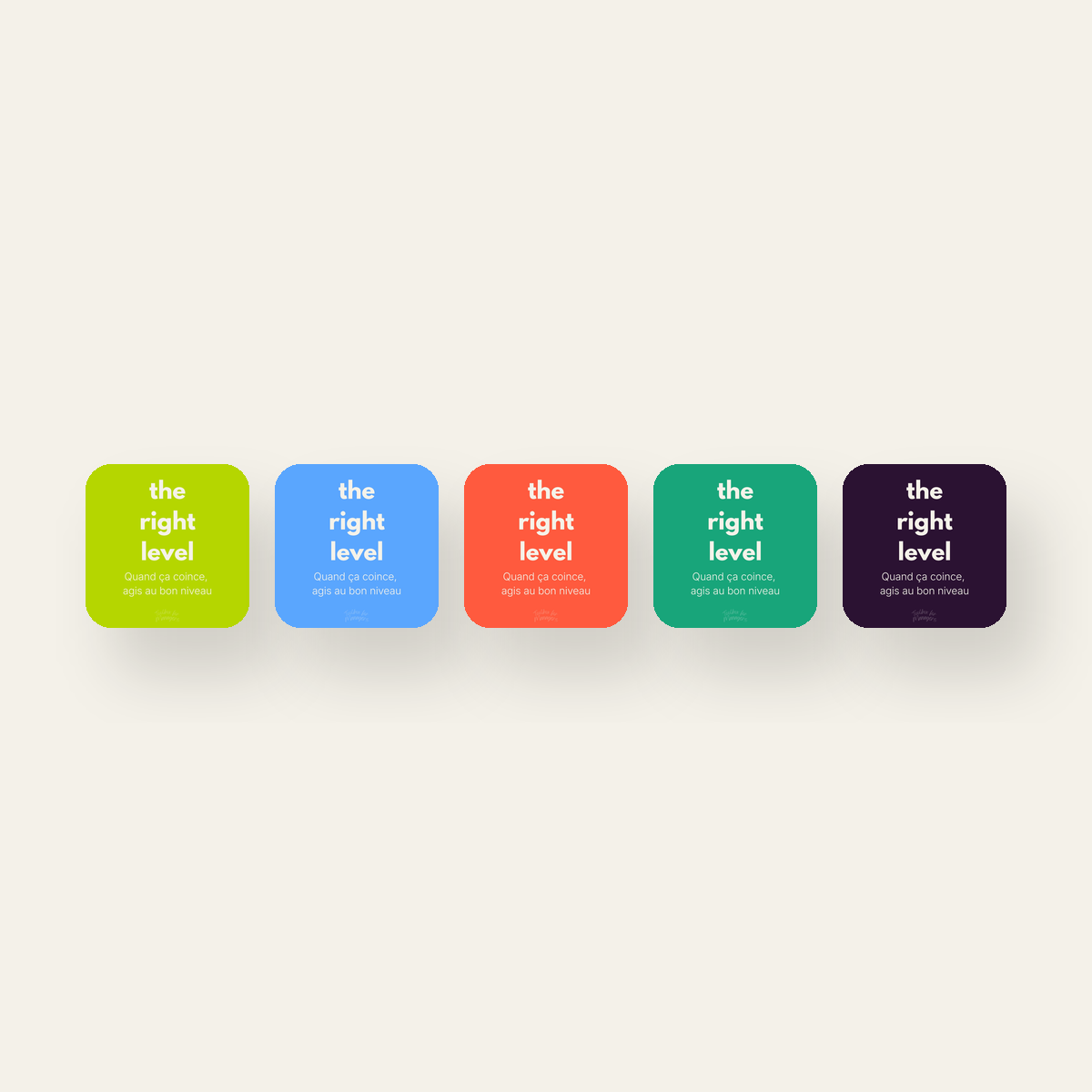 The Right Level — cinq coloris de couverture