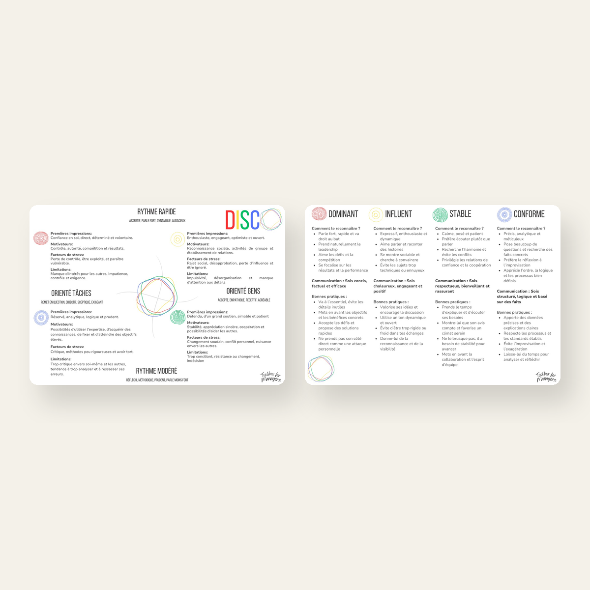 Carte DISC — recto profils et verso communication